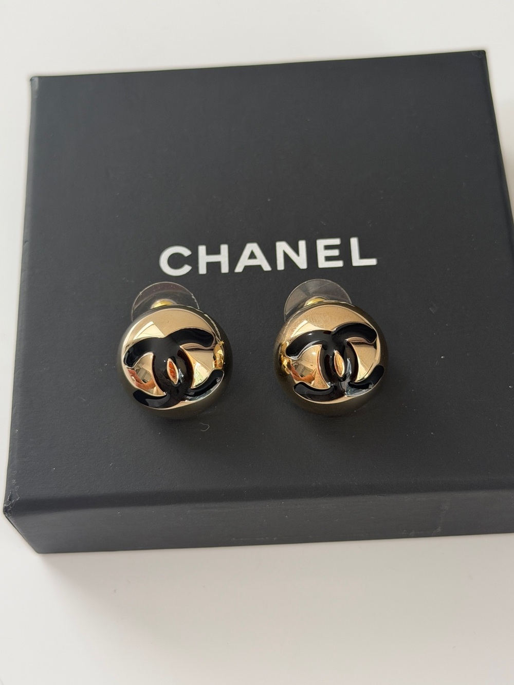 CHANEL CC Metal Stud Earrings